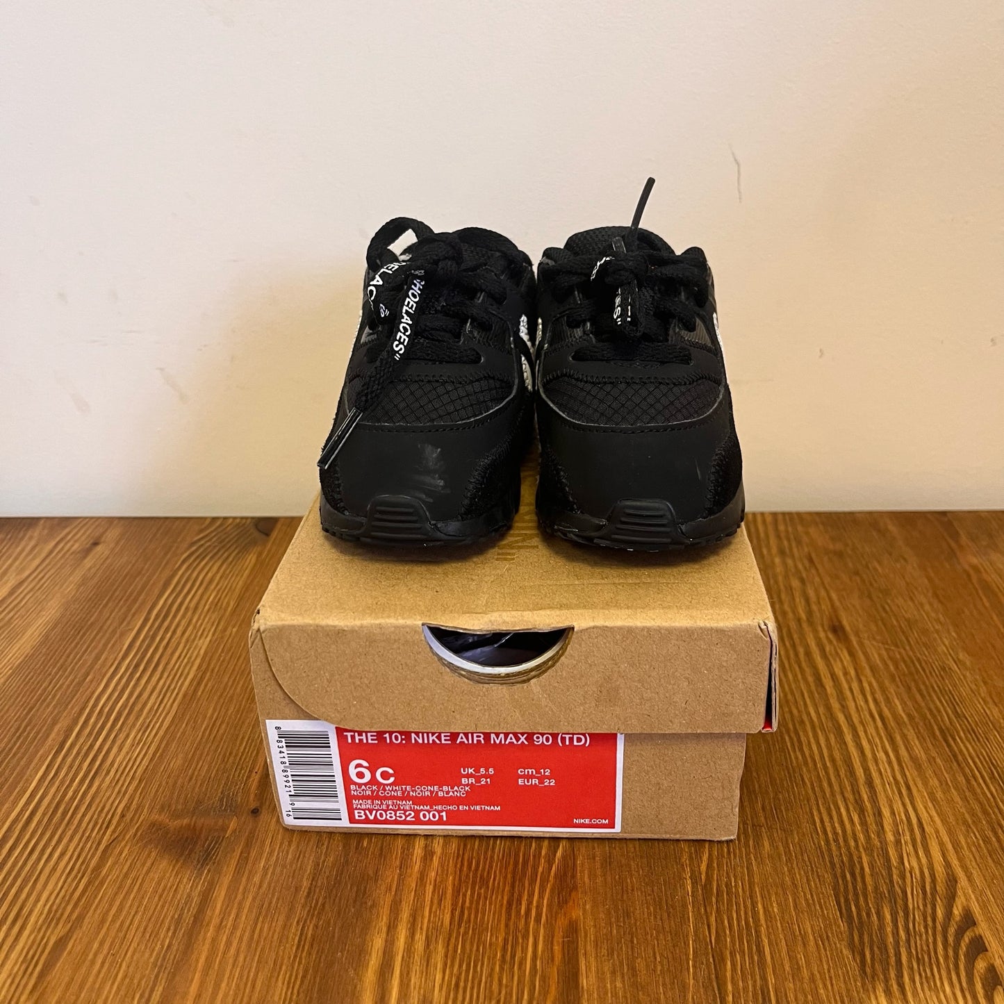 OFF-WHITE X AIR MAX 90 BLACK (TD) UK5.5 (USED)