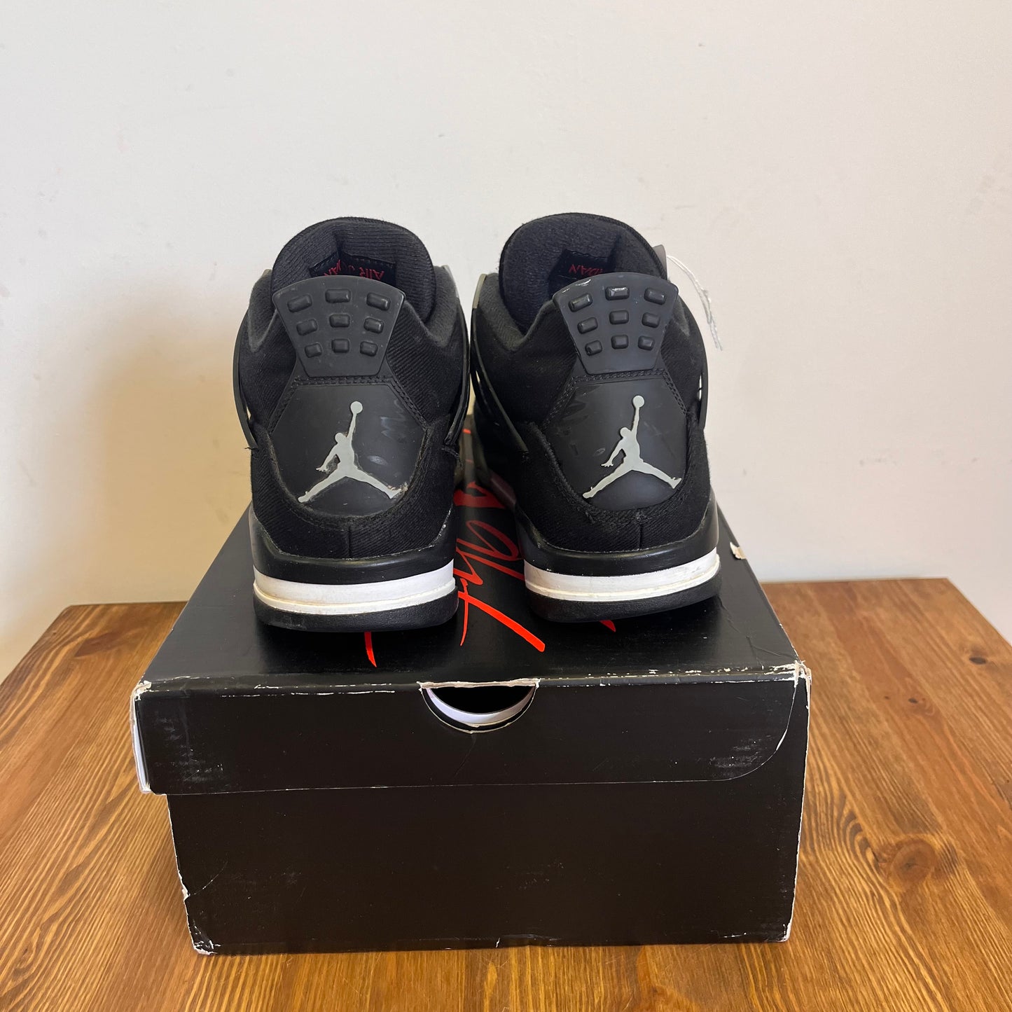 AIR JORDAN 4 BLACK CANVAS UK7.5 (USED)