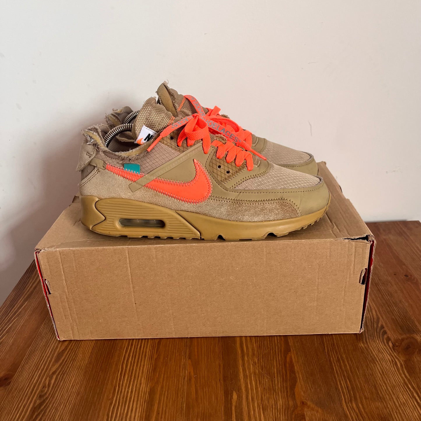 OFF-WHITE X NIKE AIR MAX 90 DESERT ORE UK6.5 (USED)