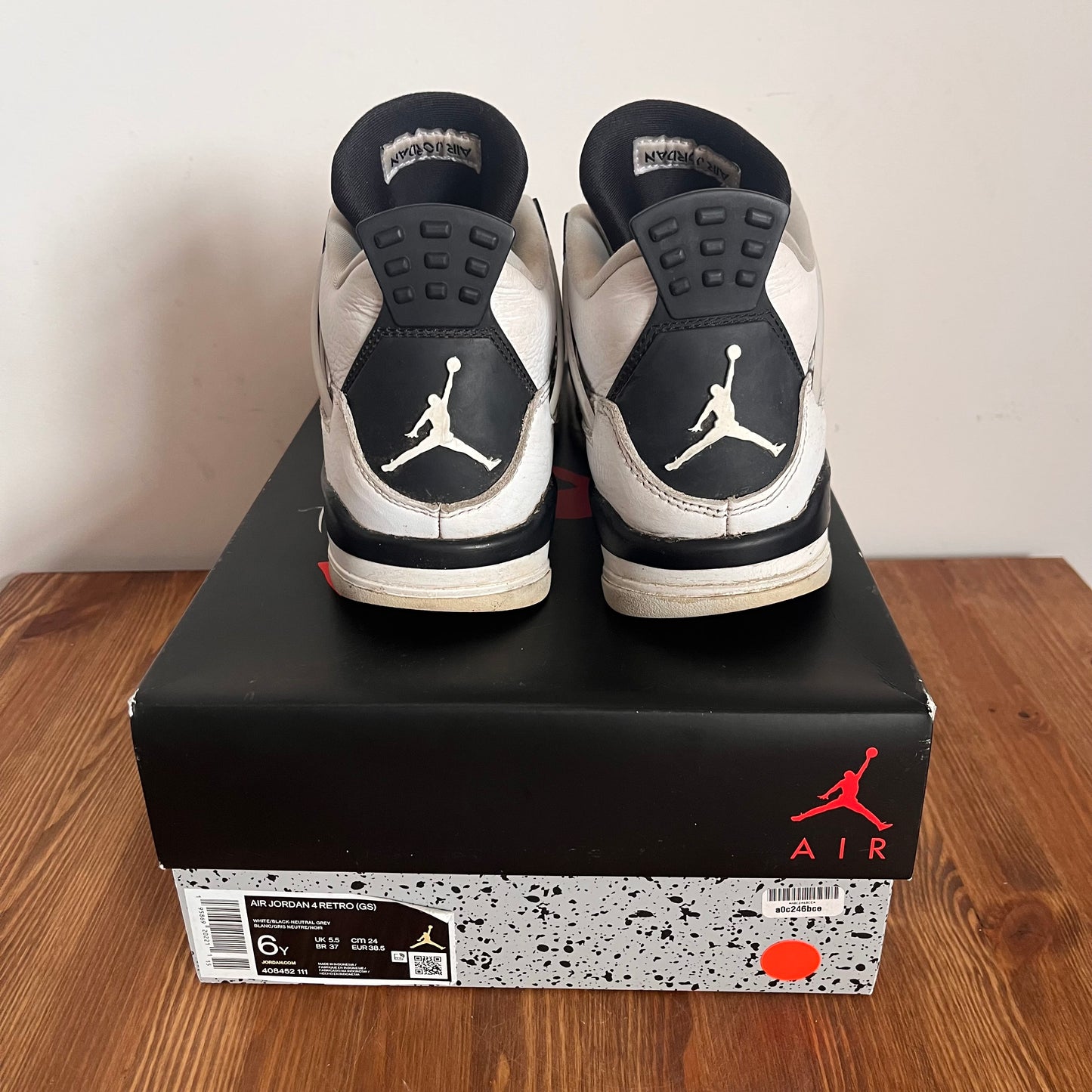 AIR JORDAN 4 MILITARY BLACK (GS) UK5.5 (USED)