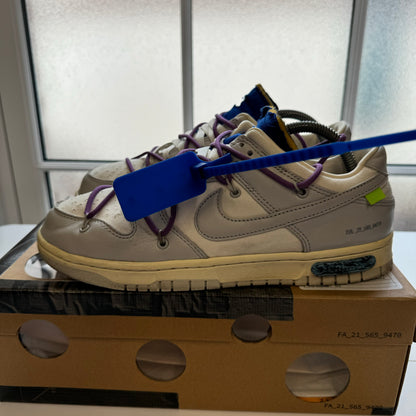 OFF WHITE X NIKE DUNK LOW LOT 48 UK8 (USED)