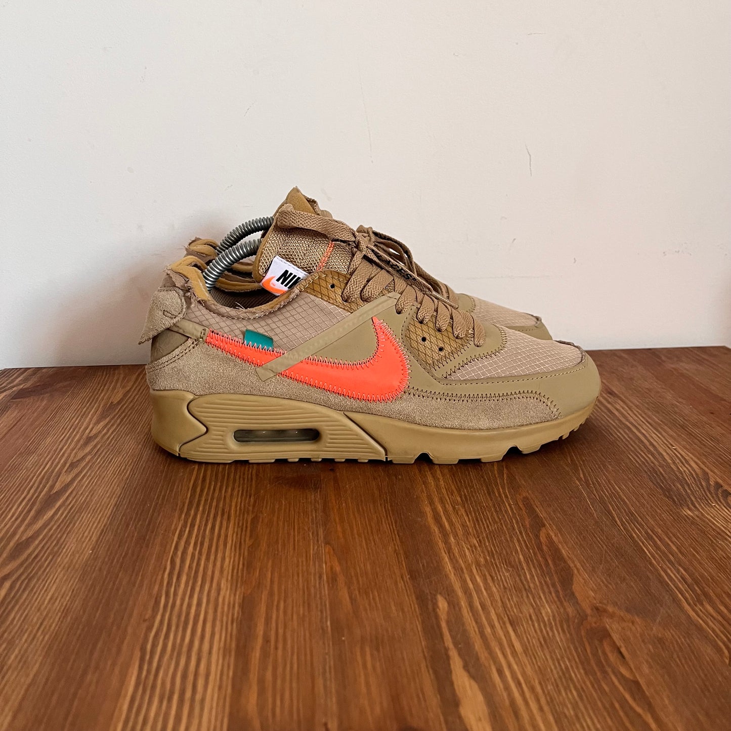 OFF-WHITE X NIKE AIR MAX 90 DESERT ORE UK7 (USED)