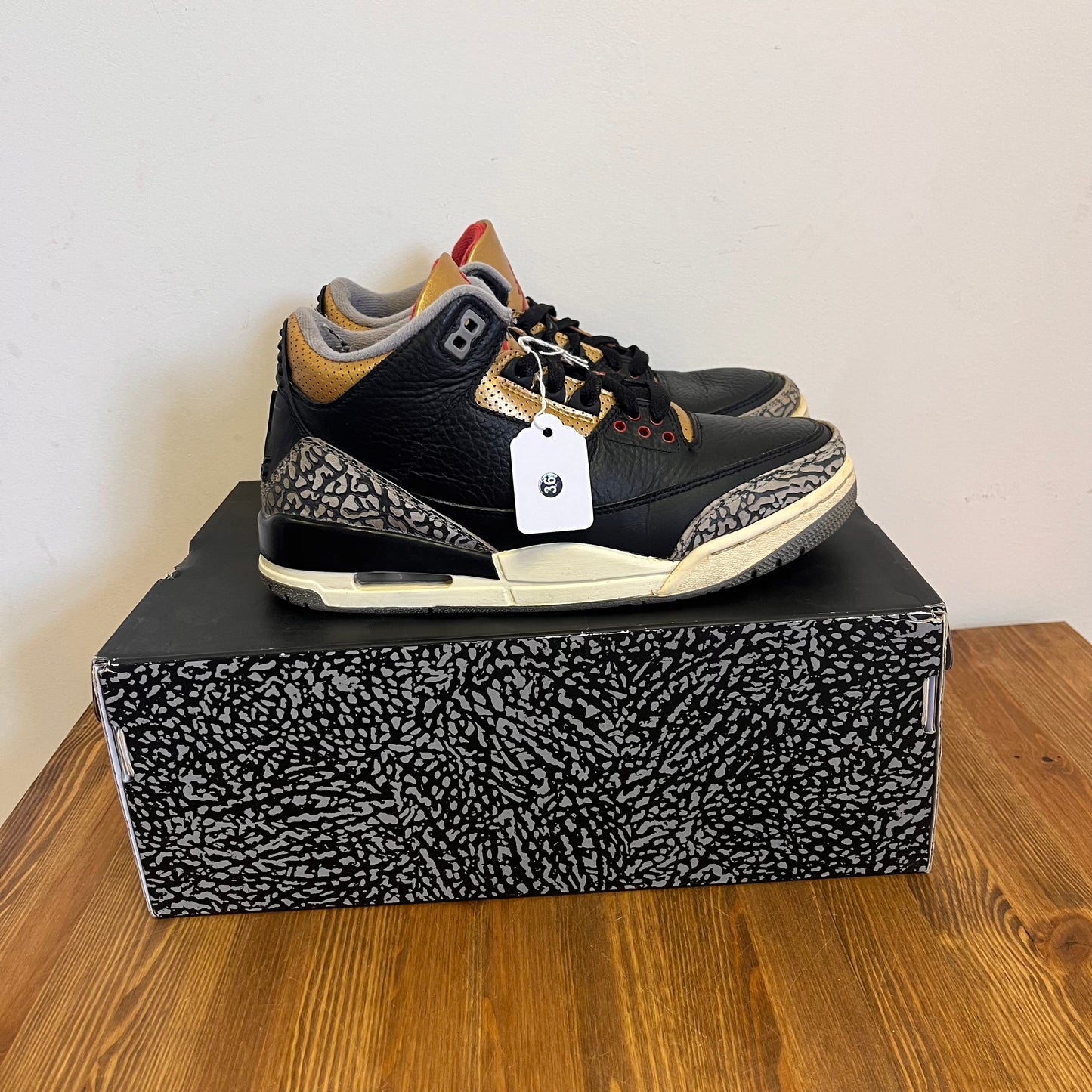 AIR JORDAN 3 BLACK CEMENT GOLD (W) UK6 (USED)