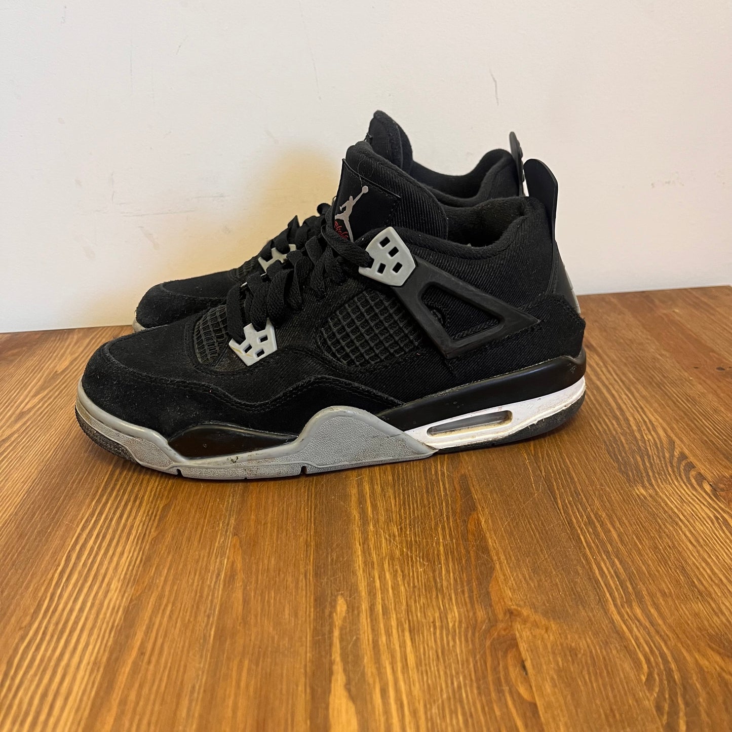 AIR JORDAN 4 BLACK CANVAS (GS) UK6 (USED)