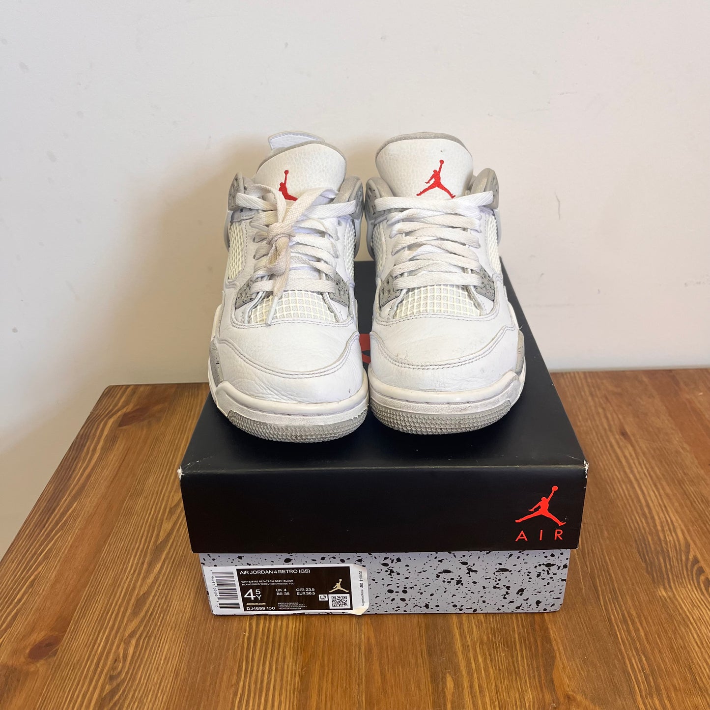 AIR JORDAN 4 WHITE OREO (GS) UK4 (USED)