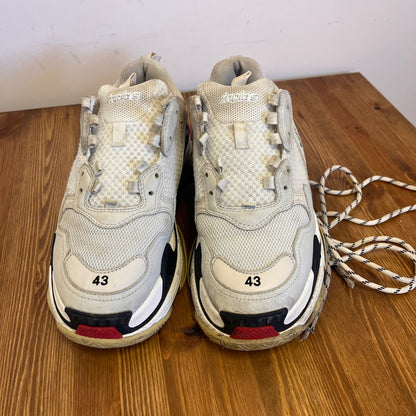 BALENCIAGA TRIPLE S WHITE BLACK RED UK9 (USED)