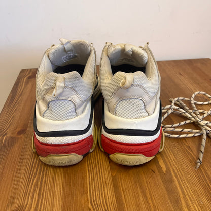 BALENCIAGA TRIPLE S WHITE BLACK RED UK9 (USED)