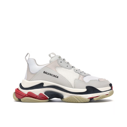 BALENCIAGA TRIPLE S WHITE BLACK RED UK9 (USED)