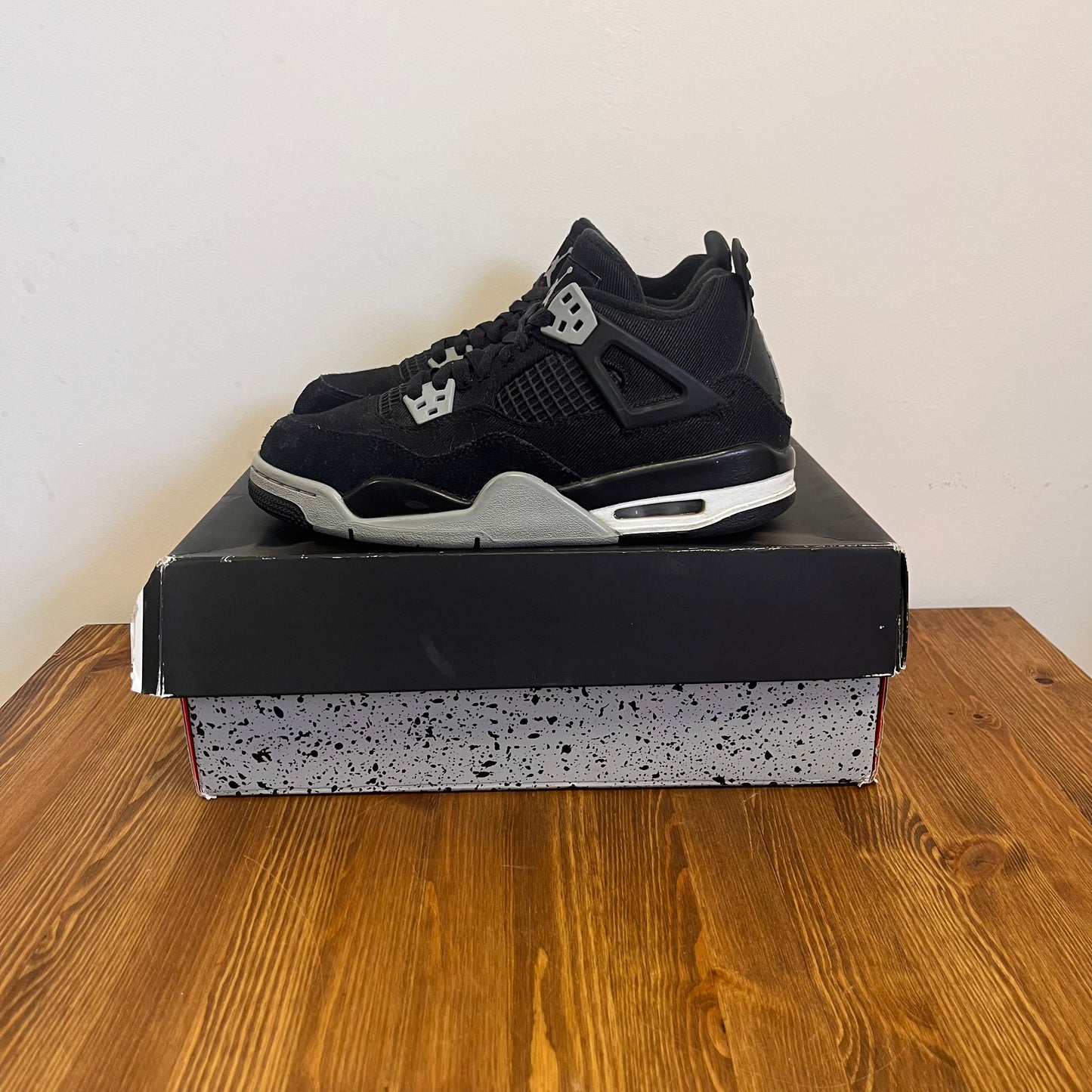 AIR JORDAN 4 BLACK CANVAS (GS) UK5 (USED)